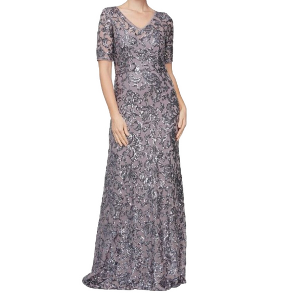 Alex Evenings 8196923 Long Sequin Formal Mother of the Bride Dress